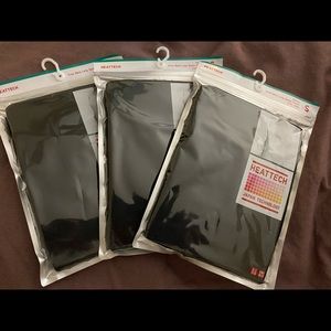 3 Uniqlo Heattech Crew Neck Long Sleeved Shirts